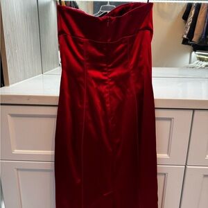 bebe Strapless Scarlet Red Satin Dress. Size XS. Only worn once.